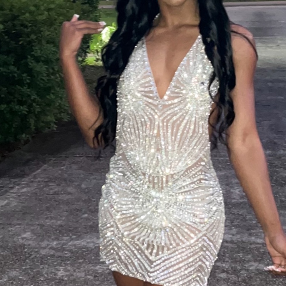 I’m selling this silver  full beaded Portia and Scarlett dress!